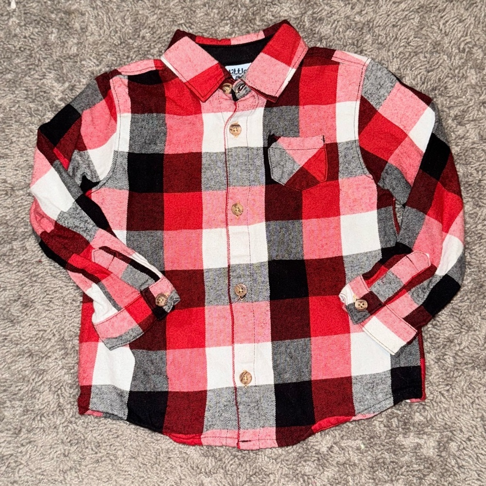 Little Lad Holiday Plaid Button Down Shirt- 24m
